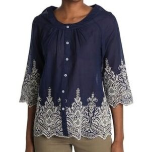 Forgotten Grace 3/4; Sleeve Embroidered Blouse